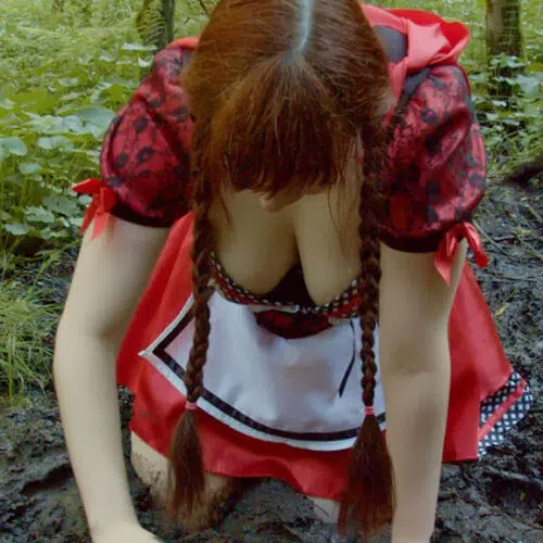 Red Riding Hood in Forest Mud